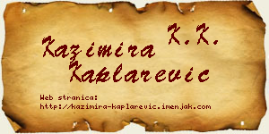 Kazimira Kaplarević vizit kartica